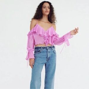 Zara Vibrant Pink Textured Blouse